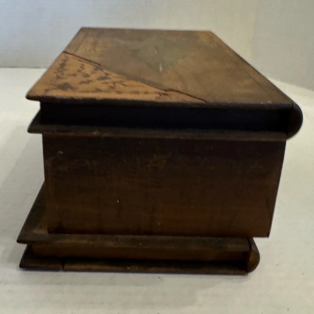 Antique Olive Wood Italian Vanity Box Olive Keepsake Jewelry Holder Decor VTG